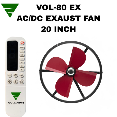 VOL-80 EX AC/DC Exhaust Fan 20 Inch | 12V DC + 220V AC | Max 80W | RF Remote