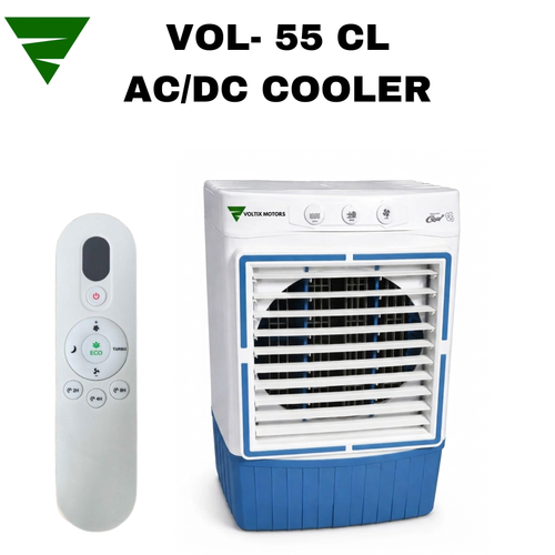 VOL-55 CL – BLDC AC/DC Air Cooler (Big Size) | 12V DC + 220V AC | RF Remote | Max 100W